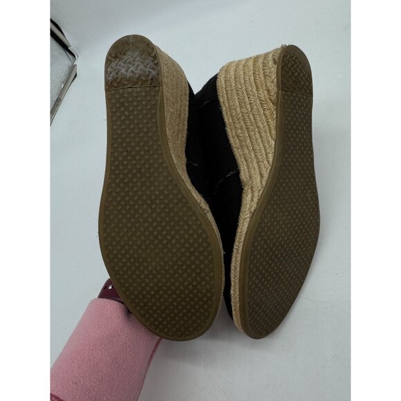 Toms Women's Rope Desert Wedge Bootie Canvas Lace Up Size 7.5 Black Casual - Picture 12 of 12